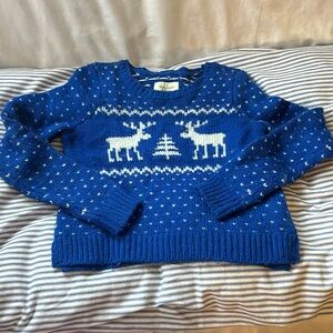 Abercrombie and Fitch blue reindeer sweater